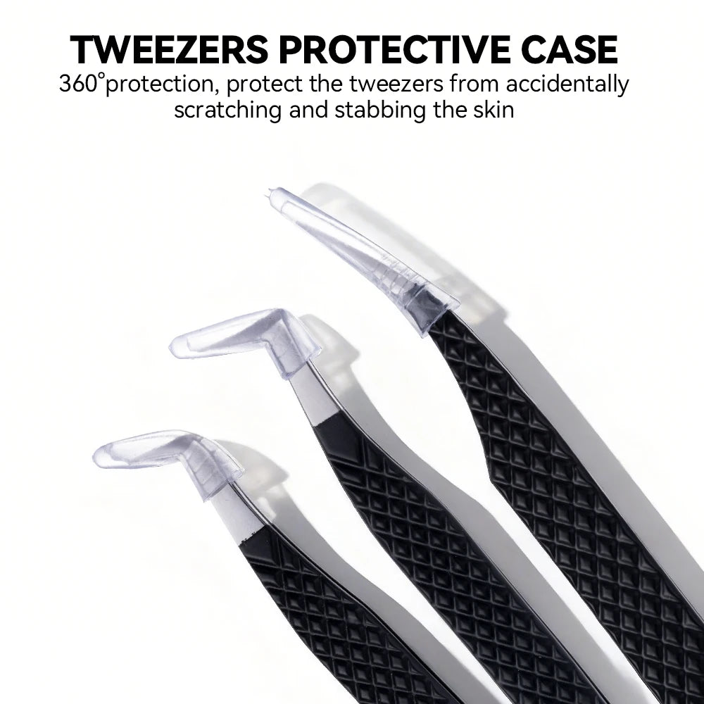 DAMMAN Fiber Tip Lash Extensions Tweezers Professional Eyelash Tweezers Anti-slip Lash Tweezers Eyelash Extension Supplies