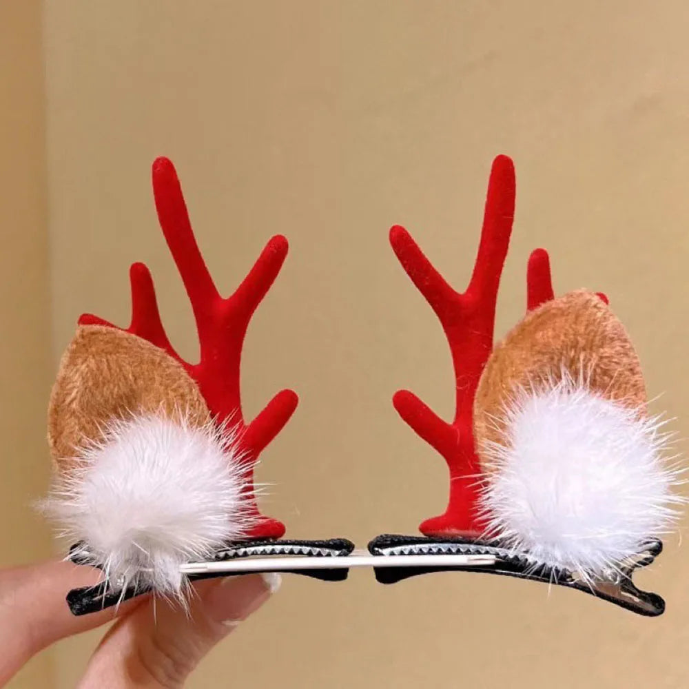 1 Pair Christmas Antler Hair Clips, Christmas Hair Decoration for Children, Deer Ear Headbands, Adult Headwear Hair Accessories