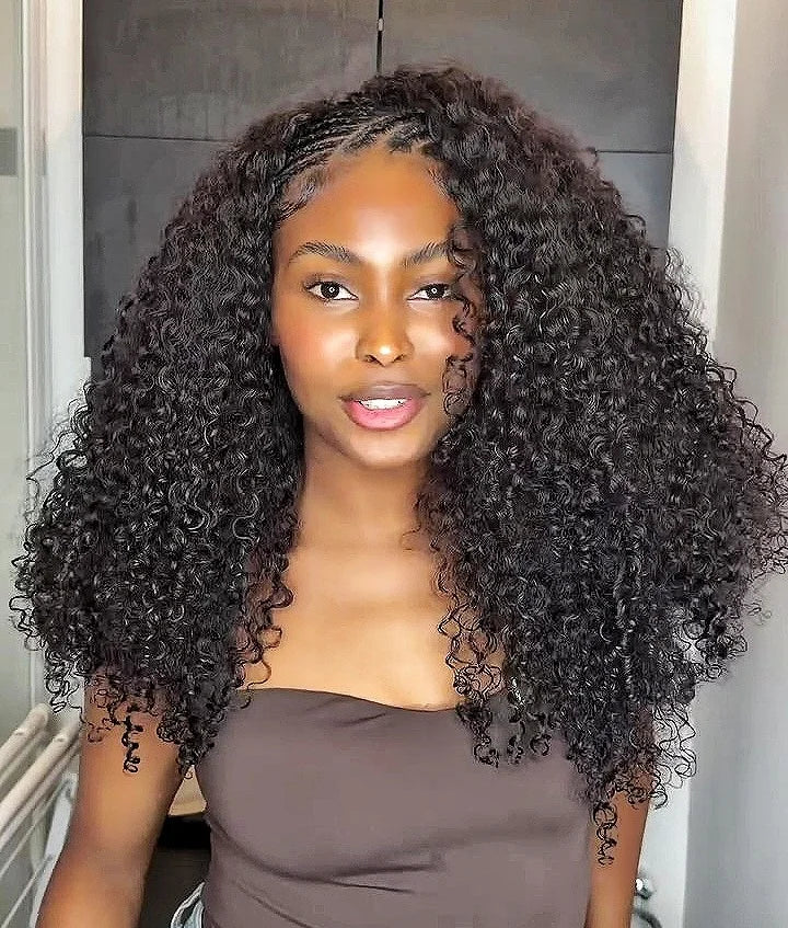 300% Millionaire Queen Half Wigs Wear and Go Beginner Friendly Headband Wig Pixie Curly Half Wig Clip Ins Flip Over Glueless Wig