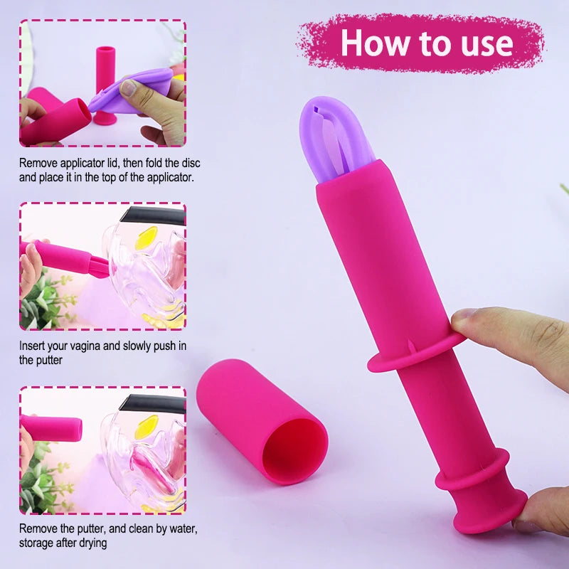 Disc/Cup Applicator Reusable Portable Medical Plastic Grade Booster Personal Hygiene Product Tampon Applicator
