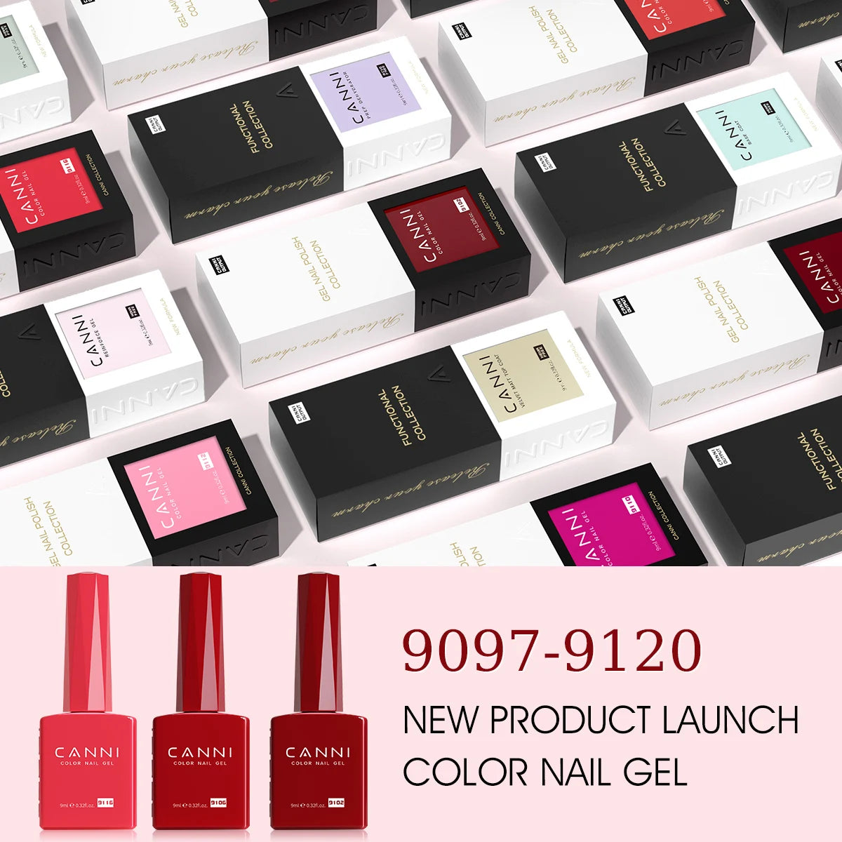 CANNI Hema Free Nail Gel Polish Christmas Red Color Collection Semi Permanent Nail Dehydrator Primer 9ml French Gorgeous Color