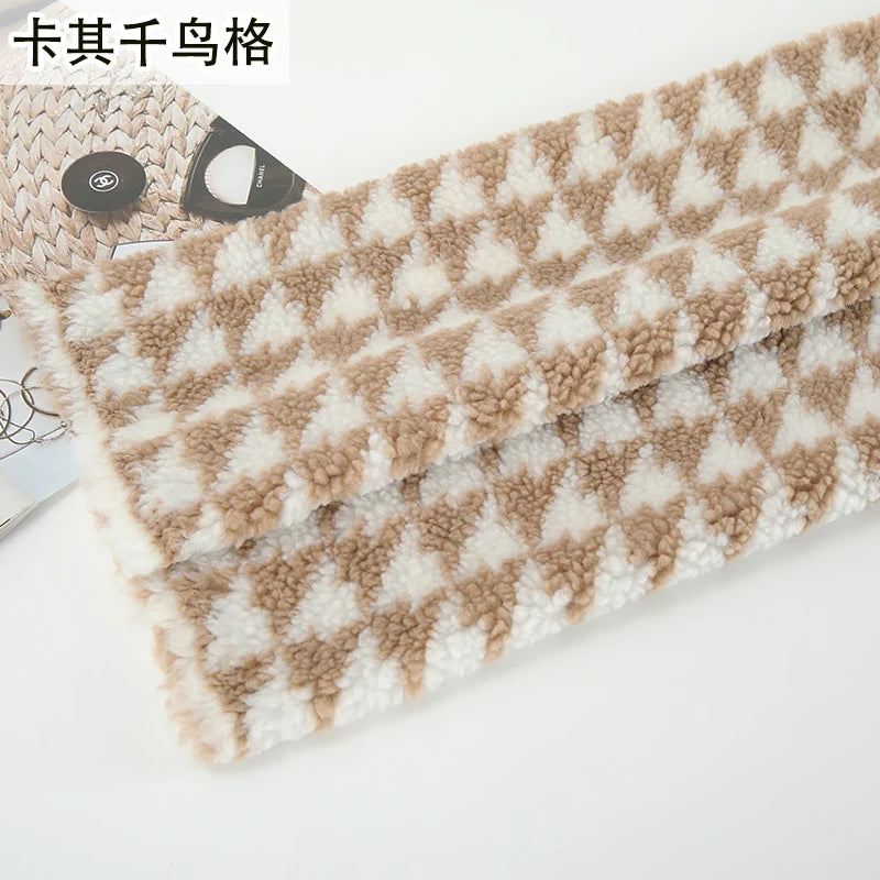 Thickened Short Hair Plush Fabric By The Meter for Needlework Autumn Coat Hoodies Dolls Diy Sewing Cloth Warm Soft Bear Plaid