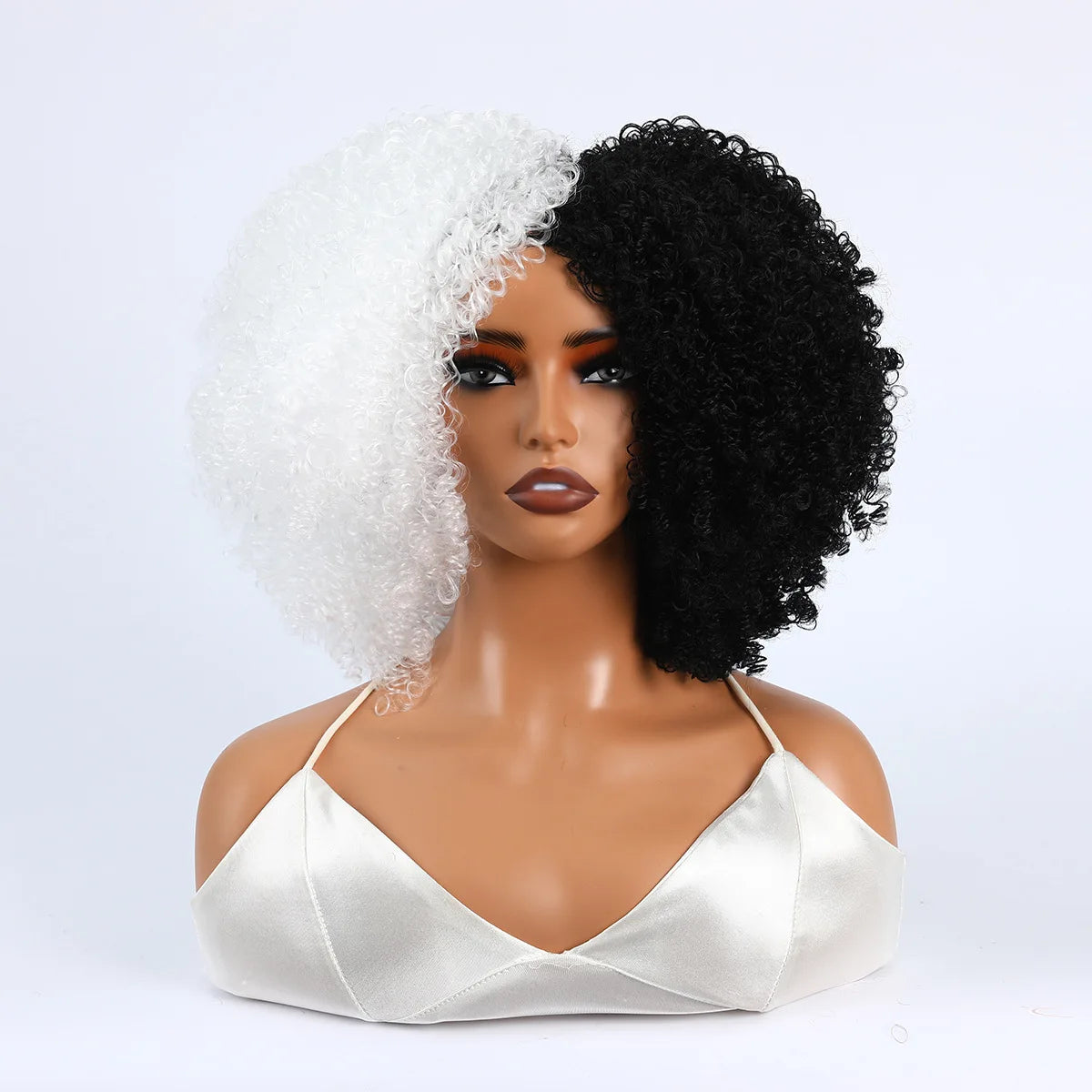 Synthetic 1 Piece 16 Inch Exploded Head Curly Wig, Synthetic Fiber Wig, Comfortable and Breathable Snapback Mesh Cap