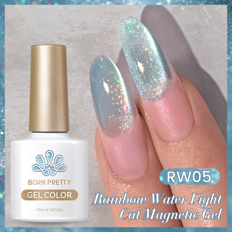 BORN PRETTY Water Light Cat Magnetic Gel Nail Polish Nude Milk White Jelly Color Semi Permanent Soak Off UV LED Gel Varnish DIY