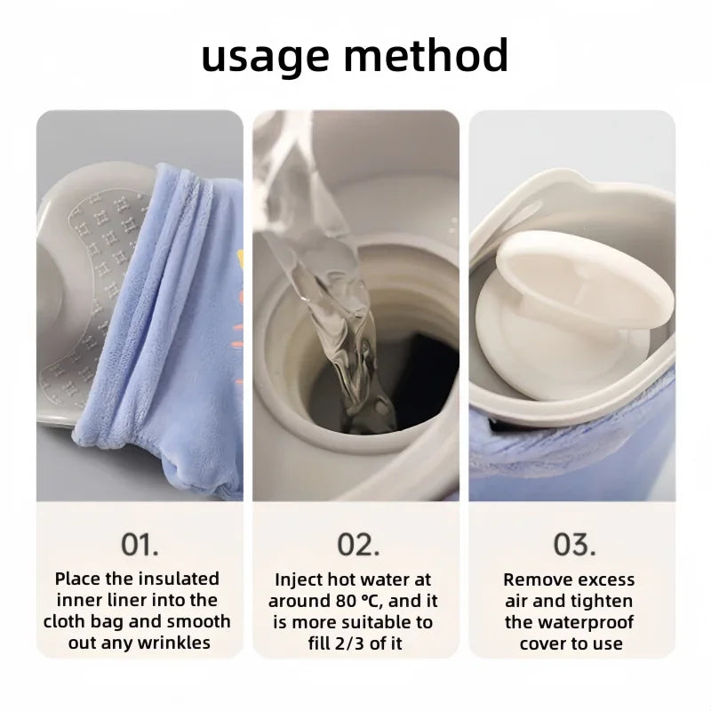 1000/500ML Hot Water Bottles Bag Water-filling Hot-water Bag for Female Warm Belly Hands and Feet Keep Hand Warmer Hot Water Bag
