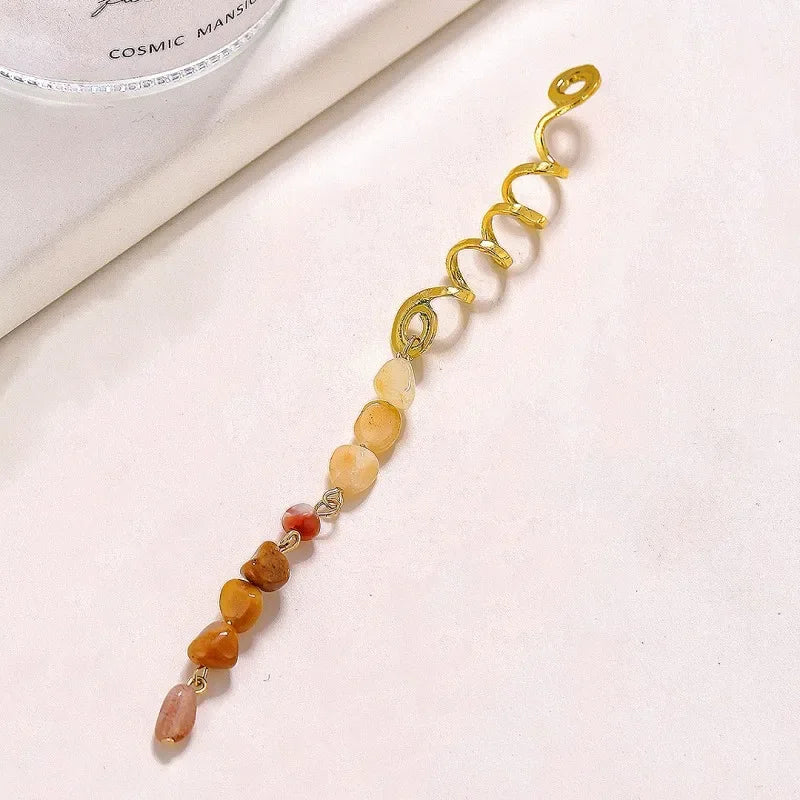 Personality exaggerated serpentine braid loop natural stone pendant hair accessories ethnic wind dreadlocks hair clip