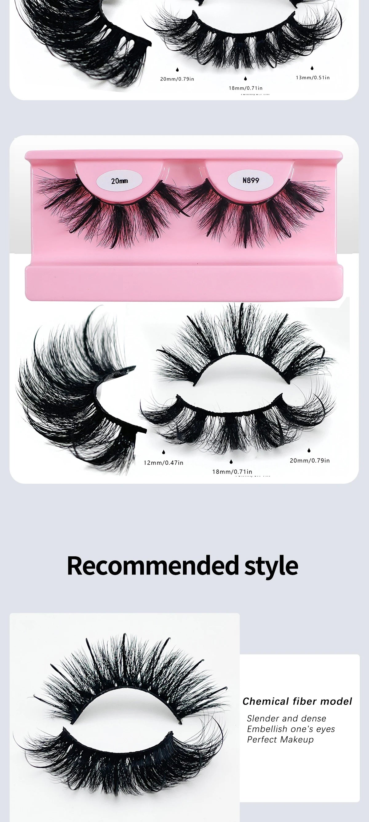 REDSIREN Faux Mink Lash Spikes Wispy Thick Natural Full Strip Lashes New Makeup Fluffy Mink Eyelashes