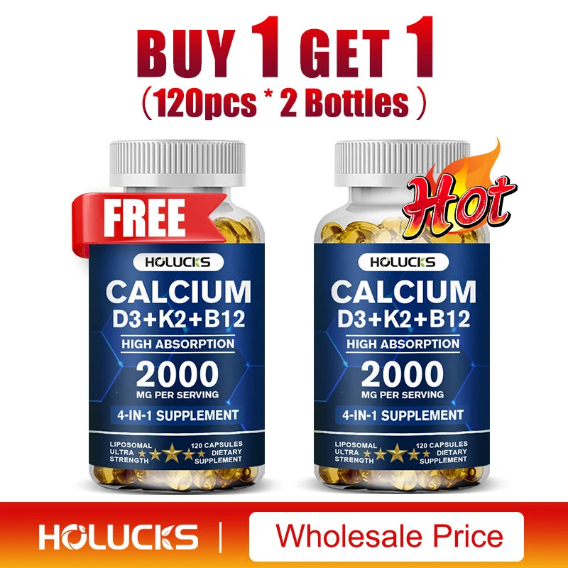 Calcium Supplements, with Vitamin D3 K2, Support Bone Muscle TeethHealth, Replenish Joints, Calcium Absorption