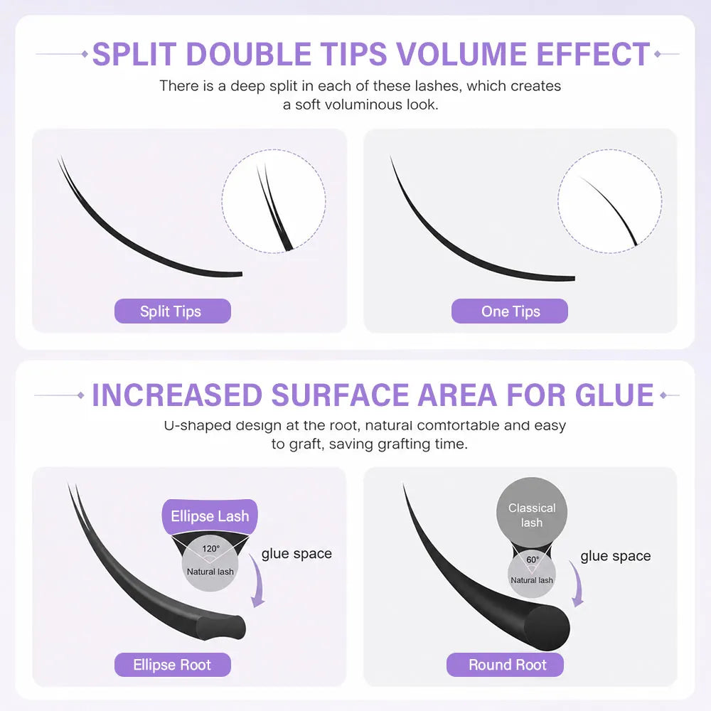 MASSCAKU Super Soft Ellipse Shape Lashes 0.15 0.20 Thickness Natural Faux Mink Eyelashes Extension Custom Logo Matte Flat Lashes