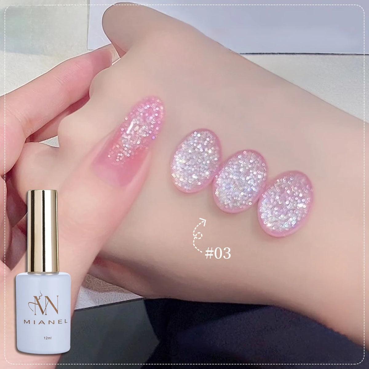 MN 1-9PCS Pink Blue White Green Color Series Gel Nail Polish With Strobe Glitter Brocade Diamond Gel Polish