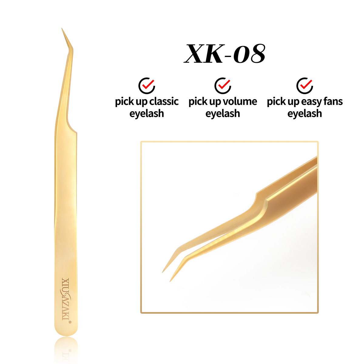 XIUSUZAKI High Precision Eyelash Extension Tweezer Fiber Tips for False Lash Extensions Stainless Steel Tweezers Makeup Tools