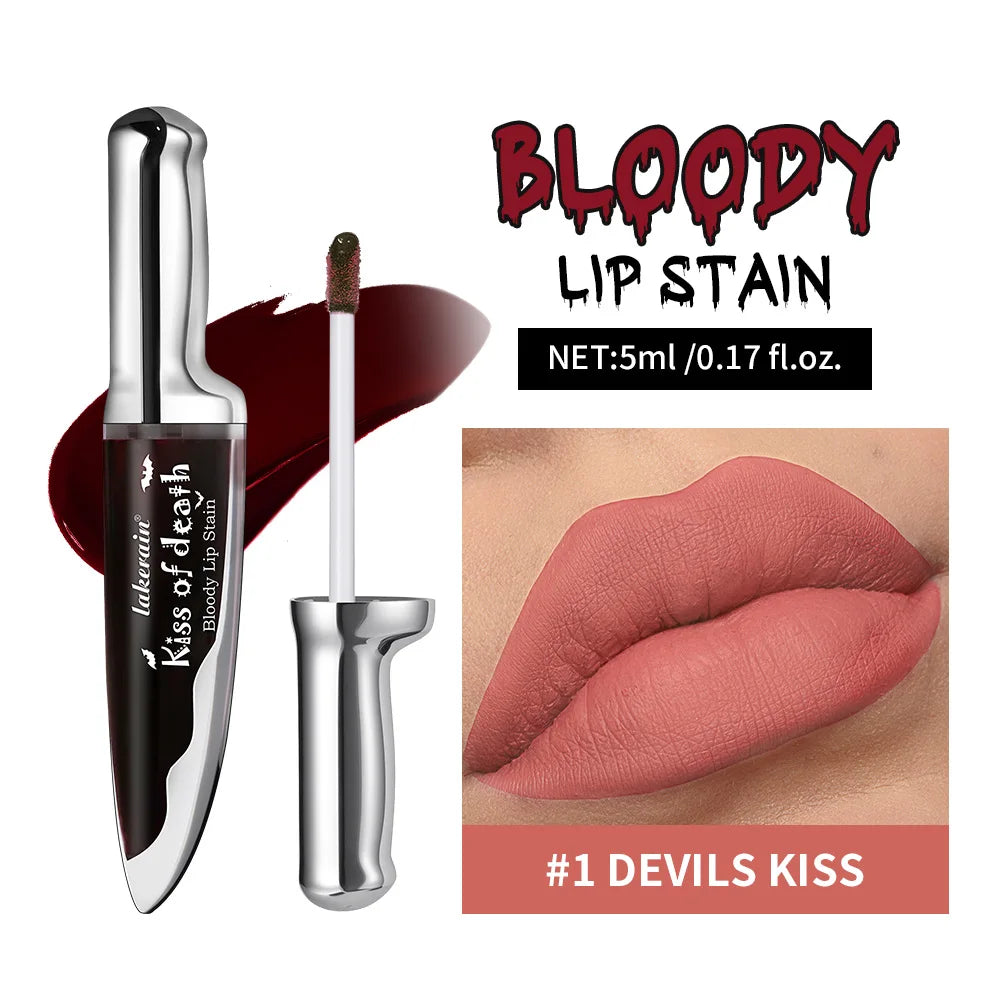 Lip Stain Kiss of Death Bloody Gothic Matte Long Lasting Waterproof Change of Black Vampire Halloween Cosplay Makeup