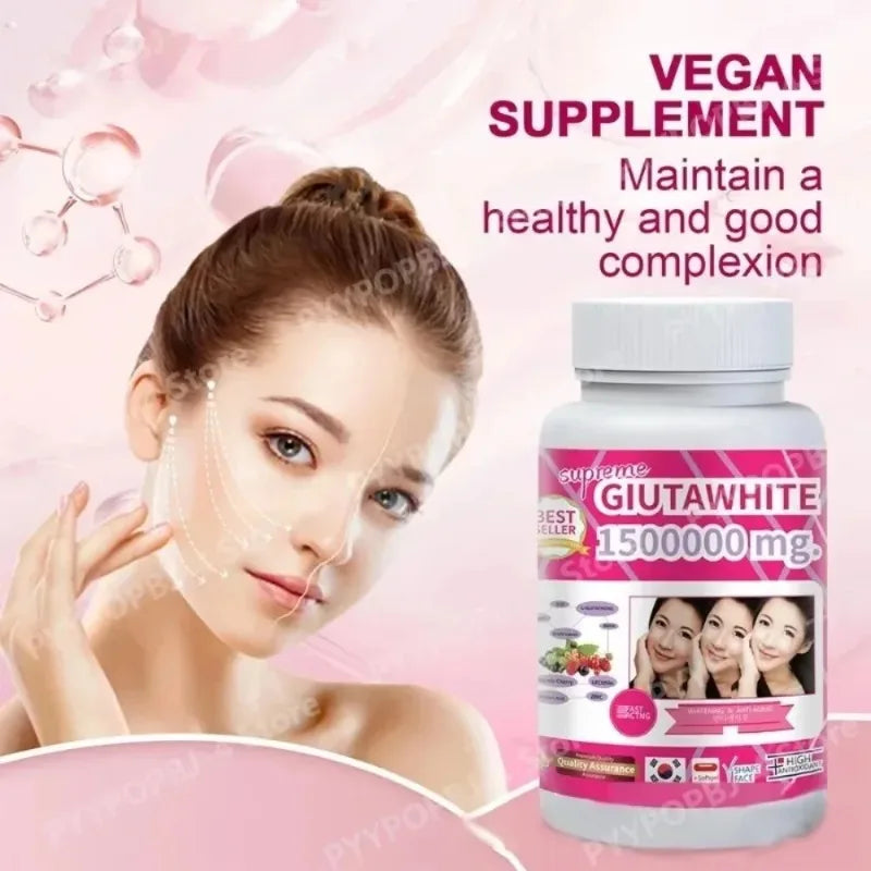 1500000mg Glutathione Capsules with Vitamin C Biotin Zinc Acerola Cherry for Whitening Skin Boost Up Tighten Pore 60 Count