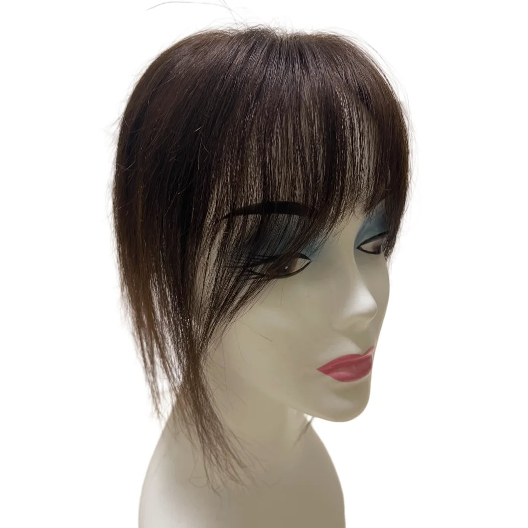 Ultra-Thin Mesh Hair Toppers 8x11cm Clip-In Bangs Hairpiece for Women Fluffy Real Hair Increase Volume Cover White Hair