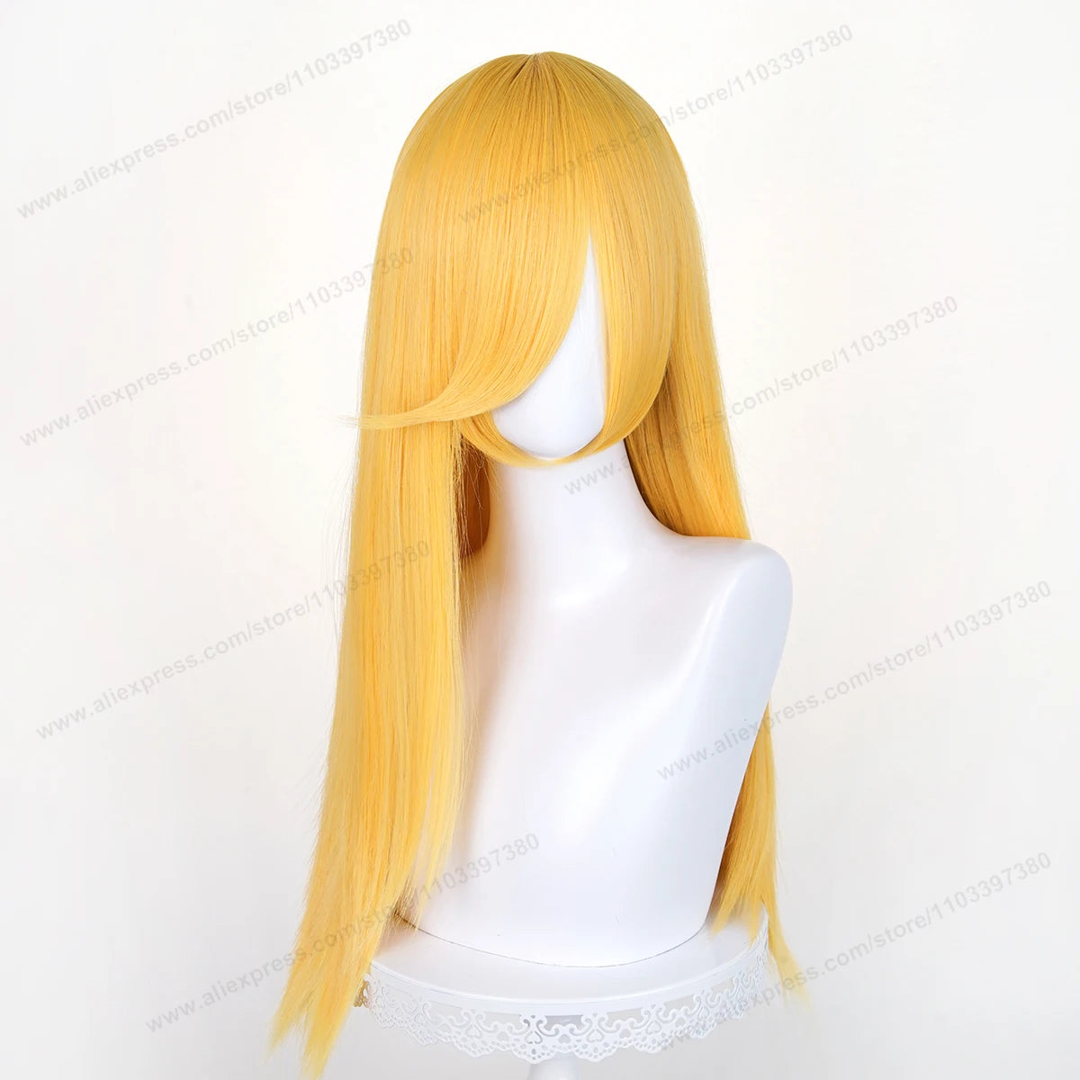 60cm Long Straight Cosplay Synthetic Wig With Bangs Golden Yellow Green Blonde Purple Heat Resistant Hair Anime Wigs + Wig Cap