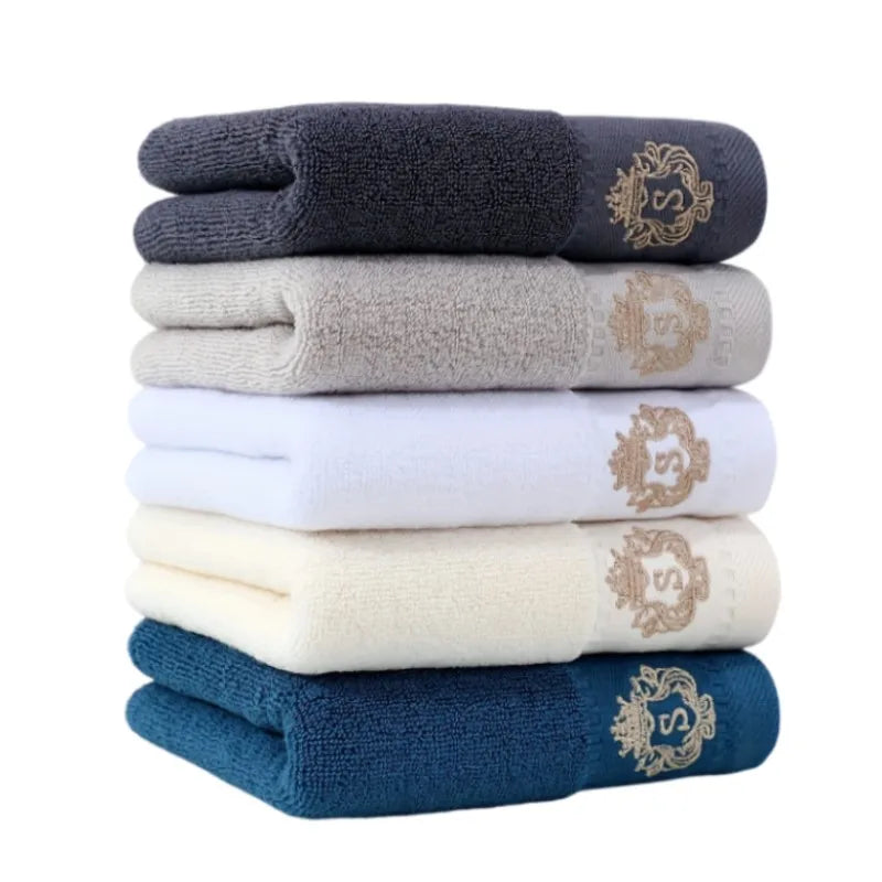 Cotton Towel Set 1/2/3PCS 34x74cm Face Hand Hair Towels & 70x140cm Big Bath Towel Cover - Absorbent Home Towels White Blue Cream