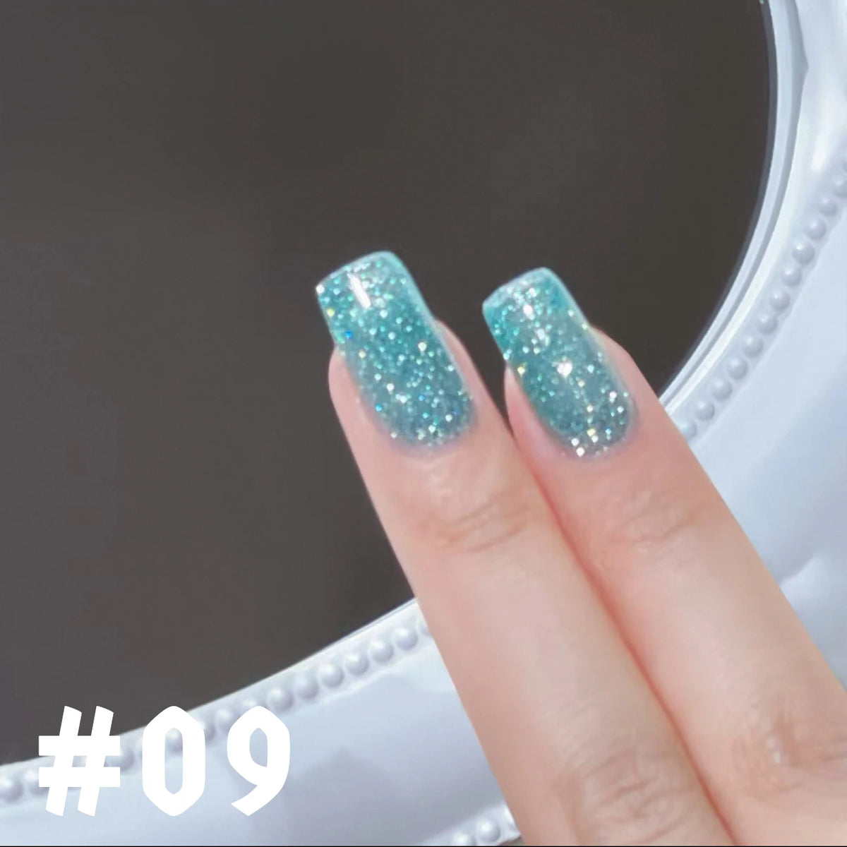 MN 1-9PCS Pink Blue White Green Color Series Gel Nail Polish With Strobe Glitter Brocade Diamond Gel Polish