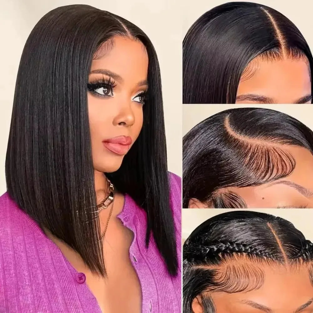 13X4 Lace Front Wig Pre Plucked Human Hair Wigs Short Straight Bob 13x6 Lace Front Wigs Remy Brazilian Human Hair Wigs 250% 5x5 Glueless Wig For Women