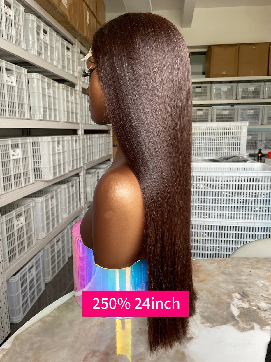 20 22 24 Inch 5x5 Transparent Bone Straight #2 Color 13x4 13x6 Lace Frontal Wig 250 Density Vietnamese Human Hair Wigs For Women