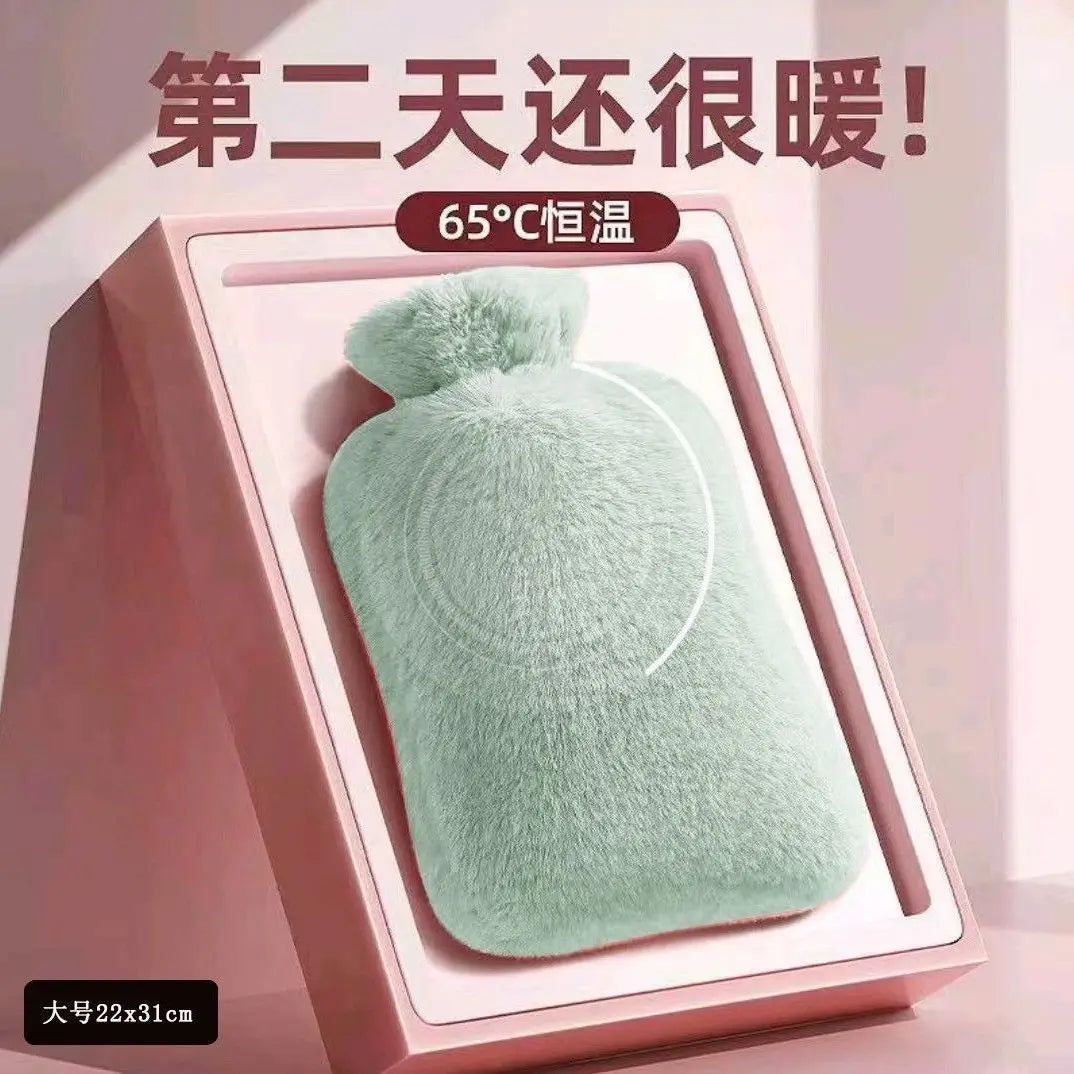 2025 Hot Water Bottle with Cover 1L for Bed Hand Foot Warmer Hot Water Bag Neck Shoulder Pain Menstrual Cramps Hot Compress