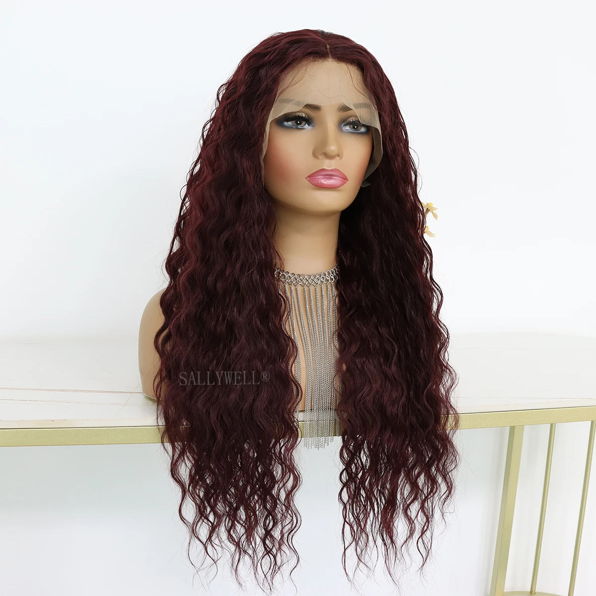 Long Curly Synthetic Lace Front Wigs Honey Blonde Wigs for Women Loose Deep Wave Wig Natural Looking Crimps Heat Resistant Hair