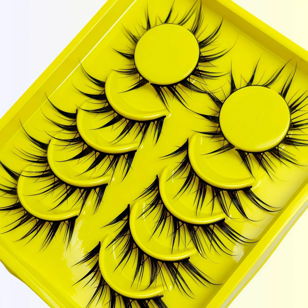 6 Pairs Spiky Dense Wet Look Manga False Eyelashes Cosplay Makeup For Daily Halloween Christmas Black Friday