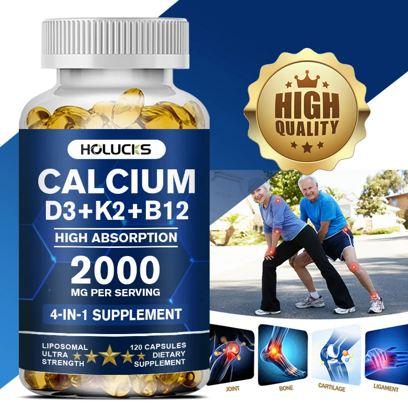 Calcium Supplements, with Vitamin D3 K2, Support Bone Muscle TeethHealth, Replenish Joints, Calcium Absorption
