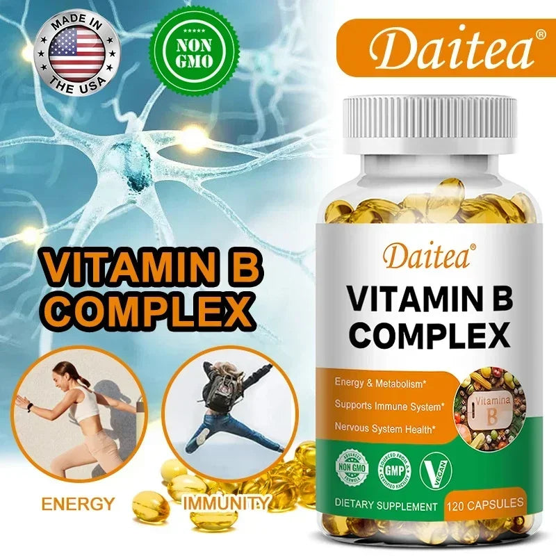 Vitamin B Complex - Stress, Immunity, Heart Health, Nervous System, Energy Metabolism Support - Non-GMO, Vegan, Gluten-Free