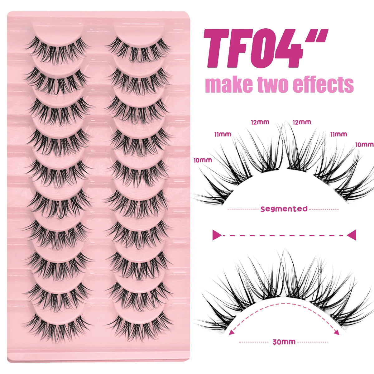 GROINNEYA Manga Lashes 5/10 Pairs 3D Clear Band Lashes Natural Look Mink Eyelashes Fluffy Cat Eye Lashes Pack Fake Eyelashes