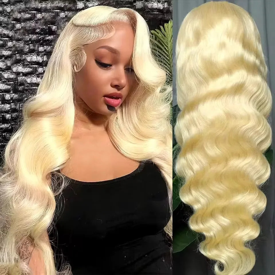 613 Honey Blonde Color Body Wave 13X4X1 HD Full Lace Frontal Wigs For Women Preplpucked Bleached Knots Cosplay Daily Party Soft