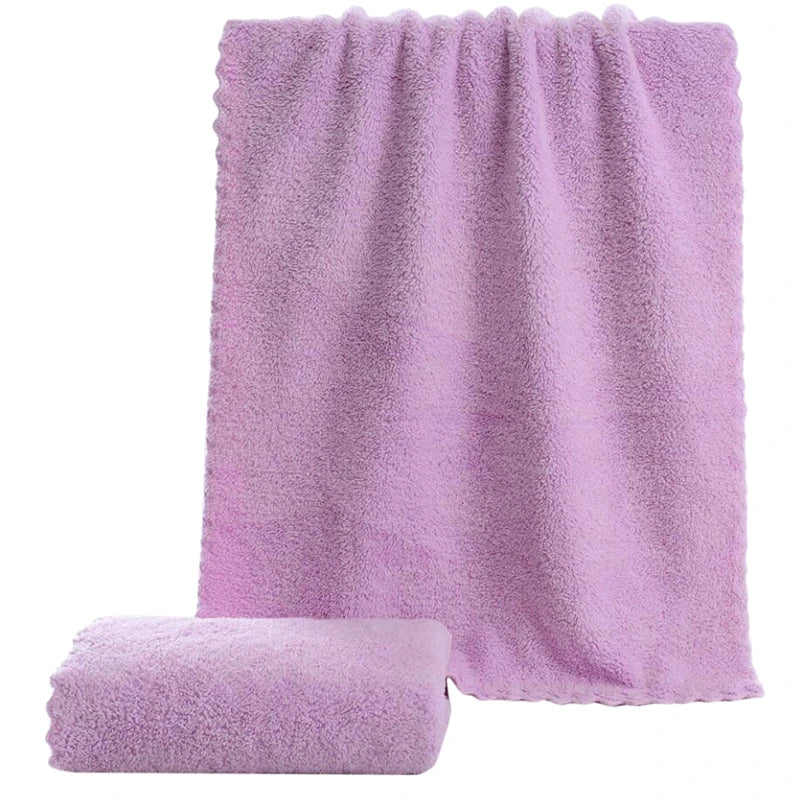 Soft Towel Bath Washing Cleaning Swimming Bathing Tools Dry Hair Water Absorbent Double-Sided Coral Velvet Microfiber Towel