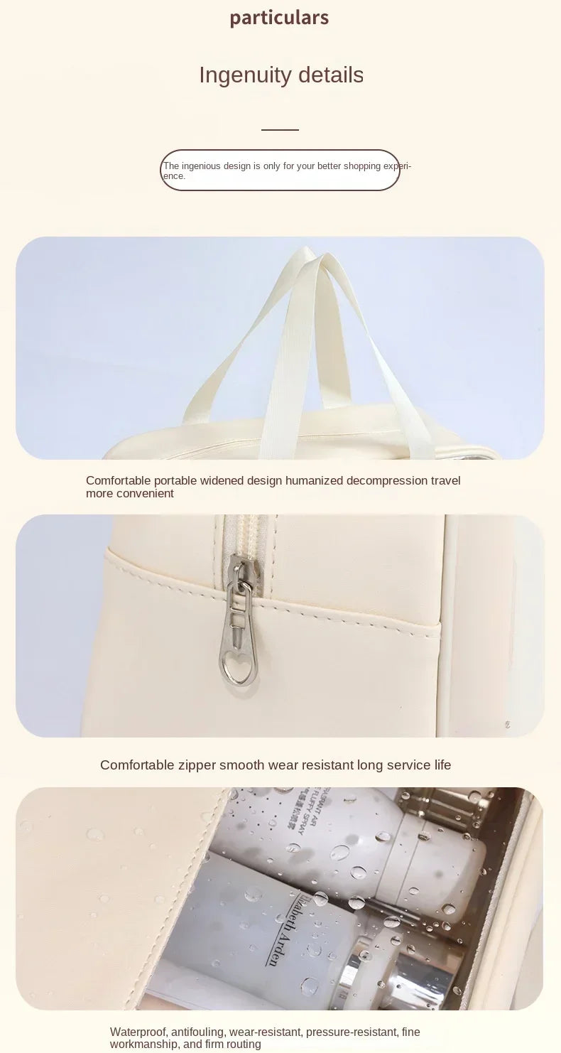 Women's Clear Makeup Bag Portable Travel Cosmetic Bag Large Capacity Bath Bag Multifunctional Waterproof Storage Compartment