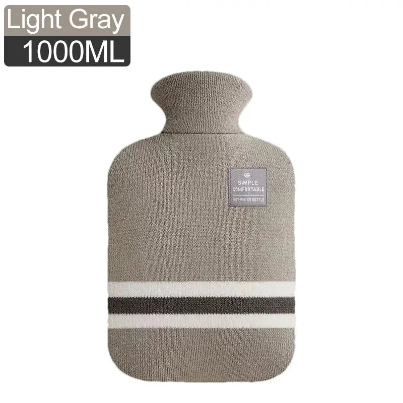 1L Or 2L Hot Water Bottle With Knitted Cover Large Capacity Hot Water Bag For Female Warm Belly Hands Inject Water Hot Water Ba