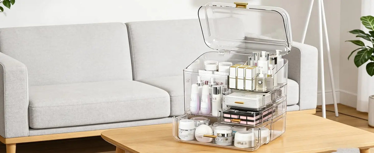 2026 New Cosmetic Storage Box Transparent Integrated Acrylic Eyebrow Pencil Lipstick Skincare Storage Organizer