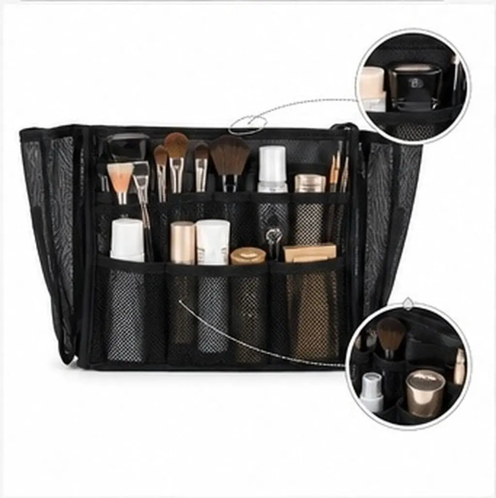Storage Makeup Organizer Holder Brush Travel Halloween Christmas Makeup Artist Belt Bag Black Mesh Makeup Bag Content Creator