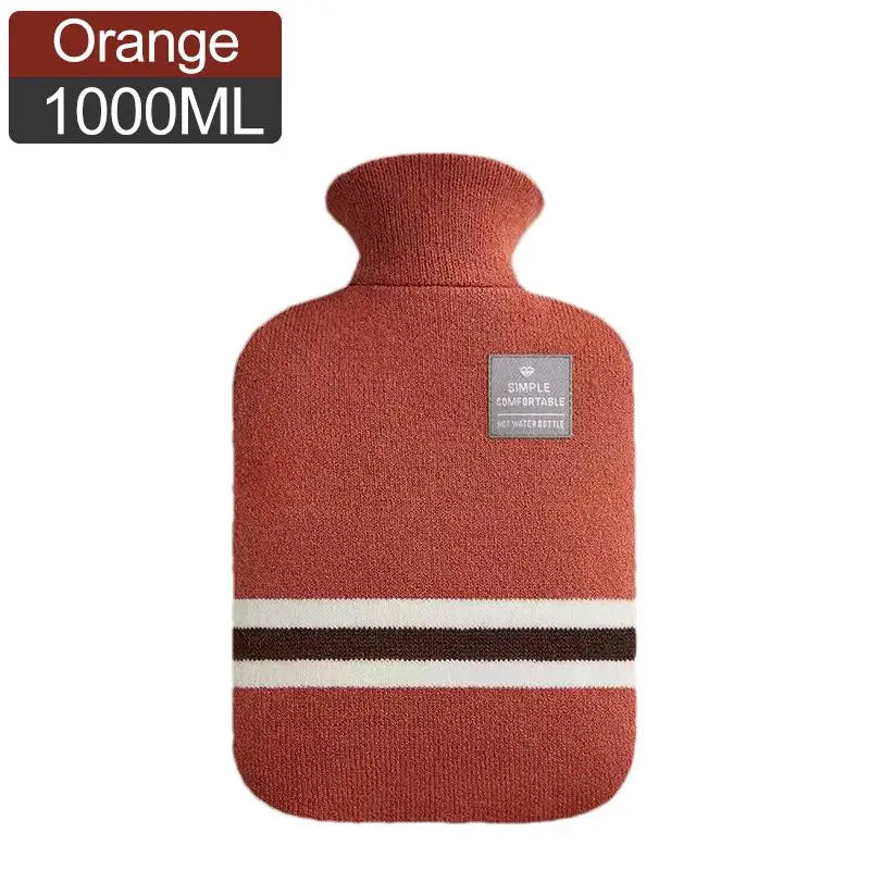 1L Or 2L Hot Water Bottle With Knitted Cover Large Capacity Hot Water Bag For Female Warm Belly Hands Inject Water Hot Water Ba