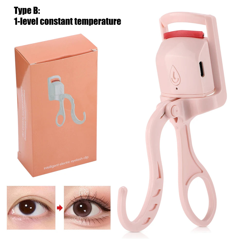Electric Heated Eyelash Curler Comb Rechargeable Fast Heating Eyelash Curling Machine Long-Lasting Naturally Makeup Tool
