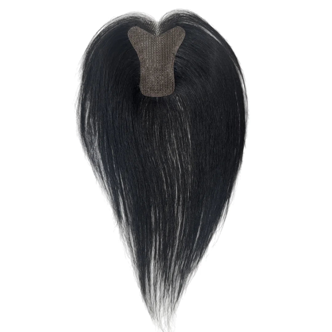 Invisible Human Hair Topper With Bangs Magic Tape Design Handmade Forehead Hairline Lace No Clips Bangs New Style