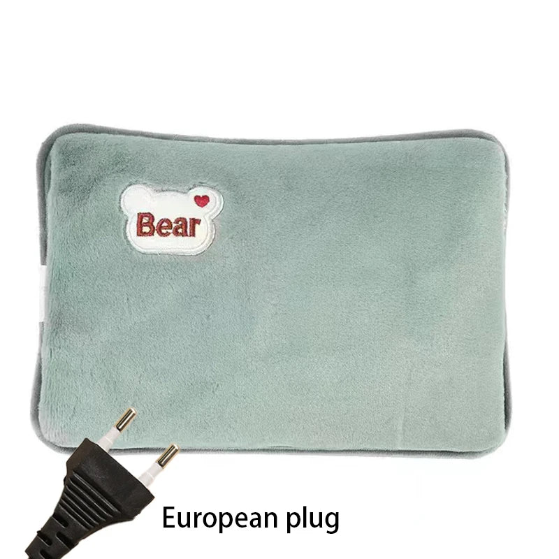 European Standard Plug Winter Warm Handbag Hot Water Bag, Reusable Plush Electric Water Bag, Charging Heating Water Bag