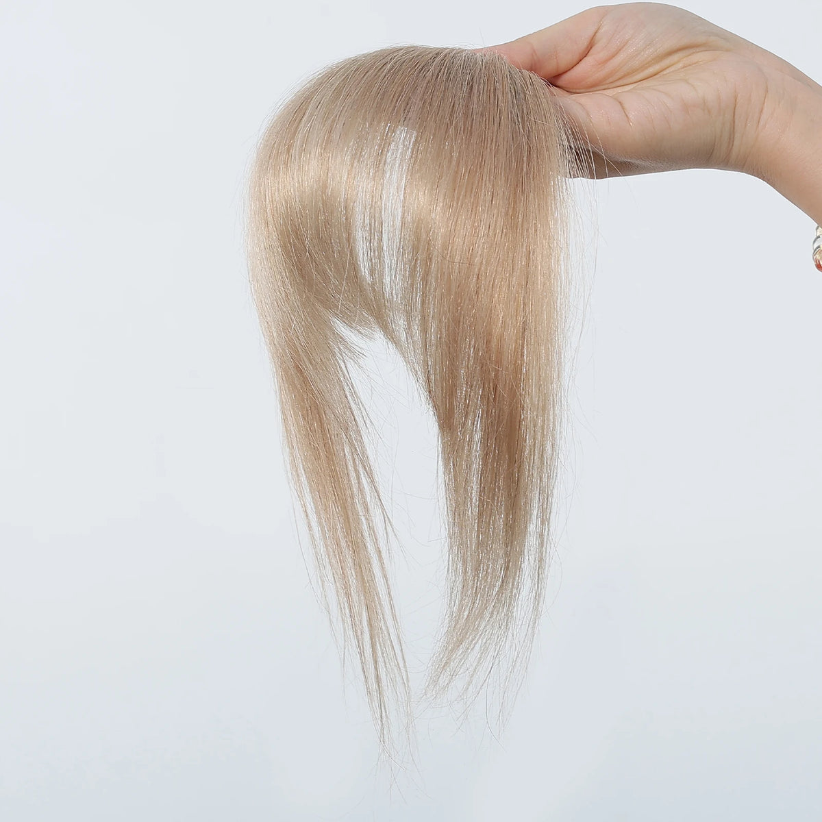 100% Human Hair Bangs Blonde Brown Wispy Bang Hair Clip in Bangs Fringe with Temples Hairpiece for Women Clip on Air Bang 4.5in