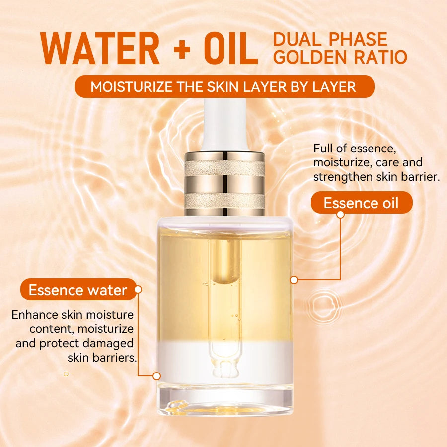 Amococo 2pcs Turmeric Niacinamide Serum Oil 30ml Water Oil Layered Essence for Face and Body Moisturizing Facial Serum with Vitamin C Hyaluronic Acid Turmeric Extract Niacinamide Lightweight Daily Skin Care