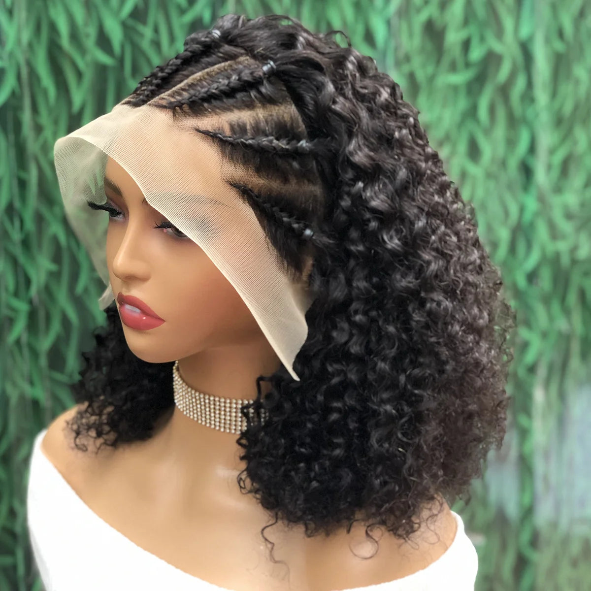 Curly Bob Wig Human Hair 13x4 Lace Front Wigs For Black Women Human Hair Quickwig Braided Wigs Pre Braided Handmade Cornrow Wigs