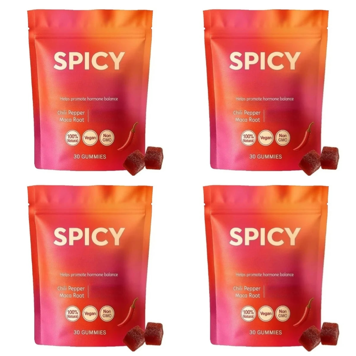 Hormonal Balance Gummies 30 Count Support Daily Health & Energy Recovery Peach Flavor — Chili Pepper and Maca Root Extract
