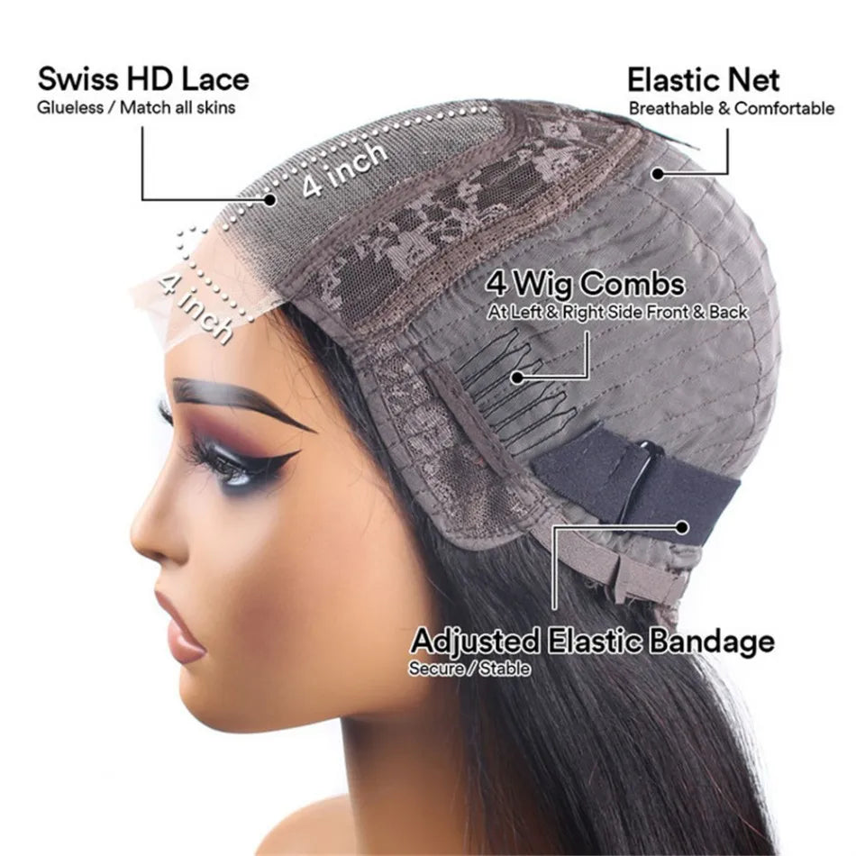 Wear And Go Glueless Bob Wig Human Hair Short Body Wave Lace Front Wigs Pre Cut Brazilian Hair 4X4 Hd Lace Closure Wig For Women