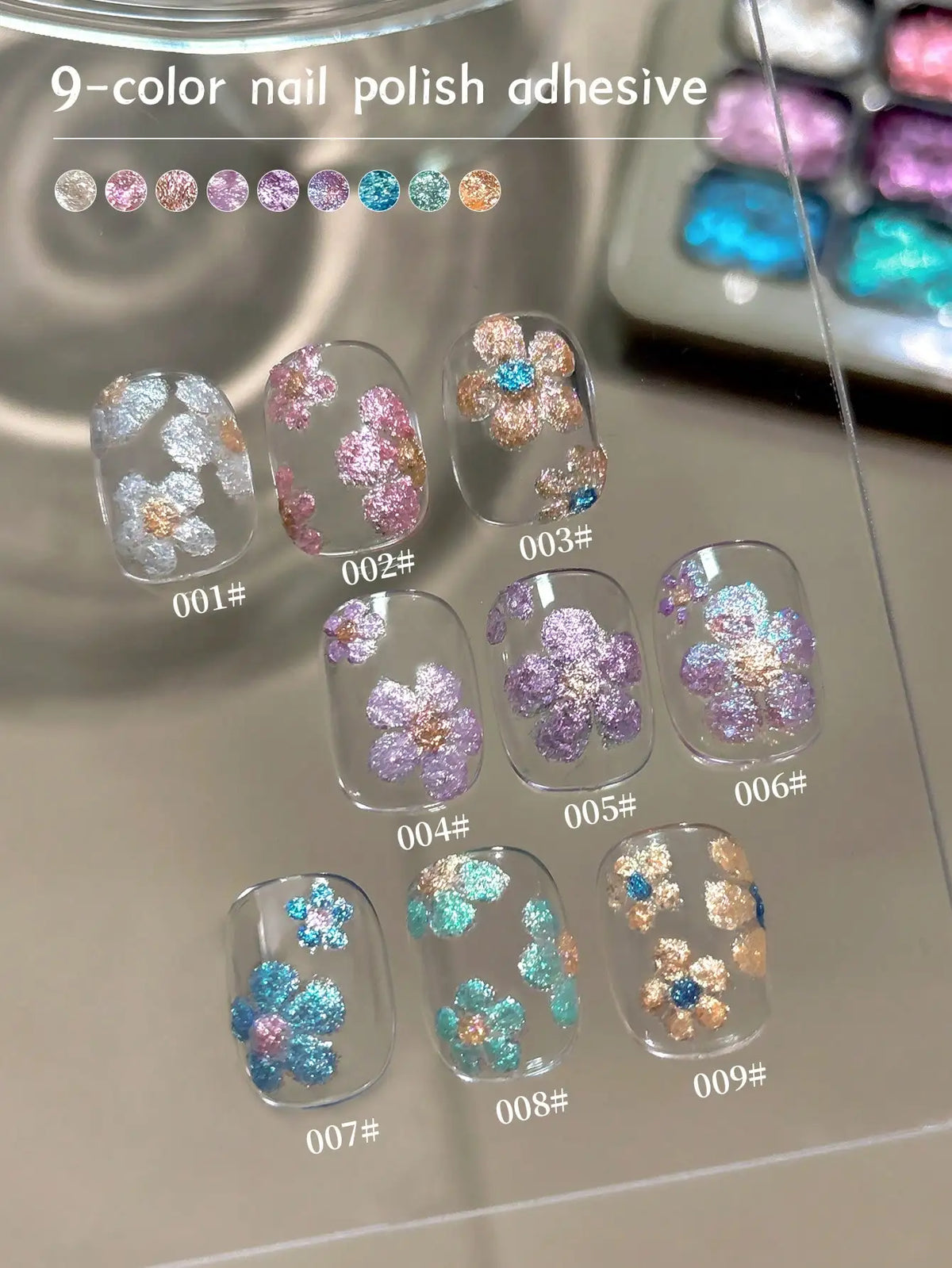 9 Colors Universal Style Embellishment Pat Gel,Canned,High Saturation, Popular, Semi-Solid, Nail Polish--Te Tiao Xian Fen Gao