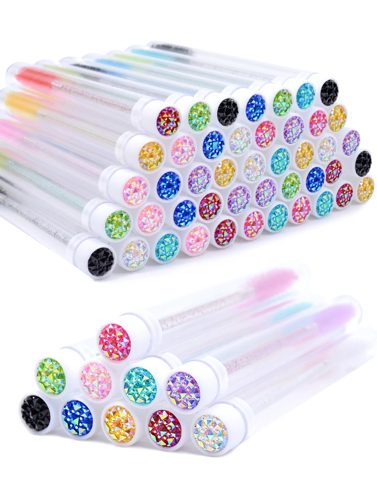 20Pcs Eyelash Extension Brushes With Tubes Lash Mascara Wands Eyebrow Comb Spoolies Container Disposable Makeup Tool Applicator