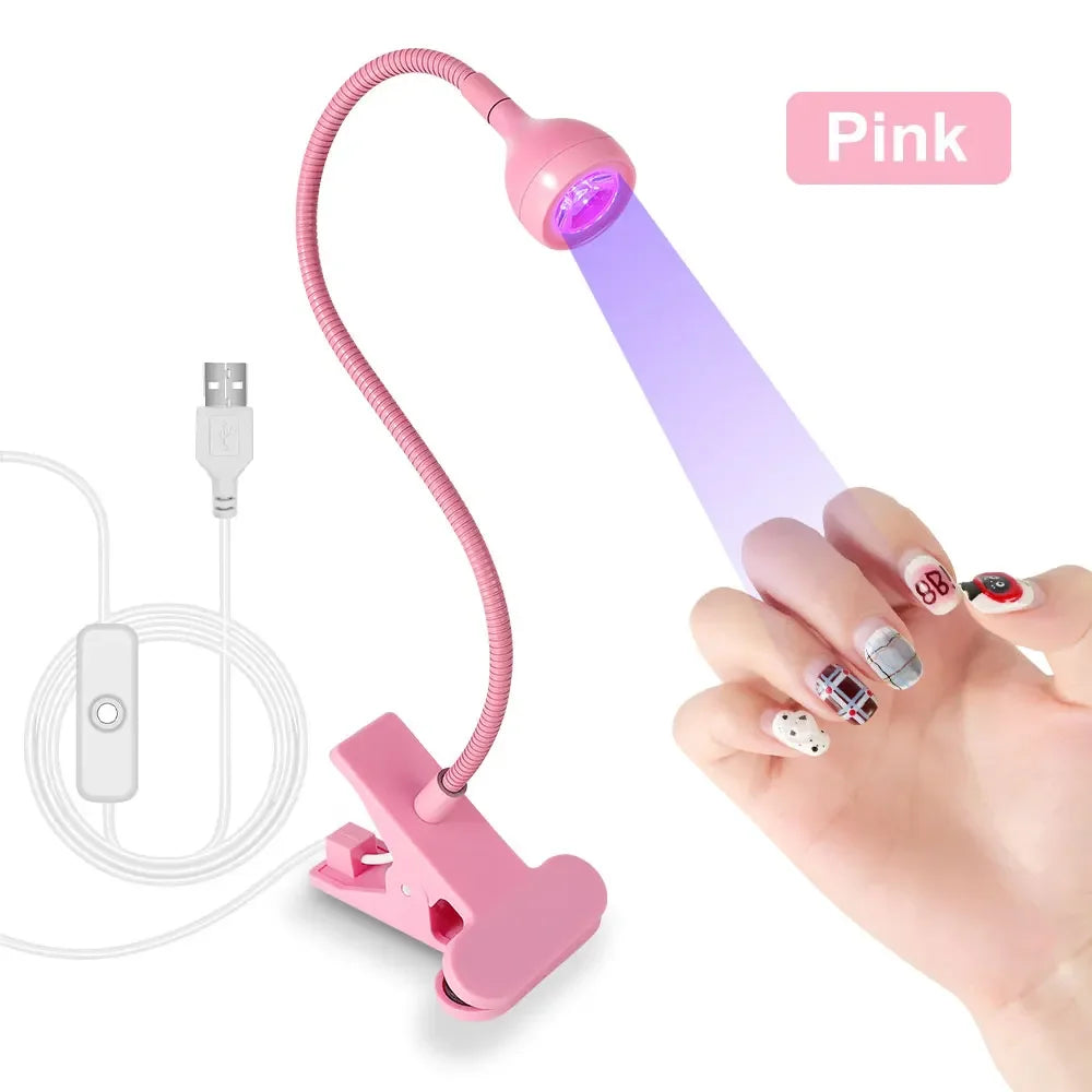 UV LED Light for Nails Polish Drying Lamp 360 Flexible Clip-on Desk Clip Mini USB Portable Nail Dryer Manicure Salon Tools