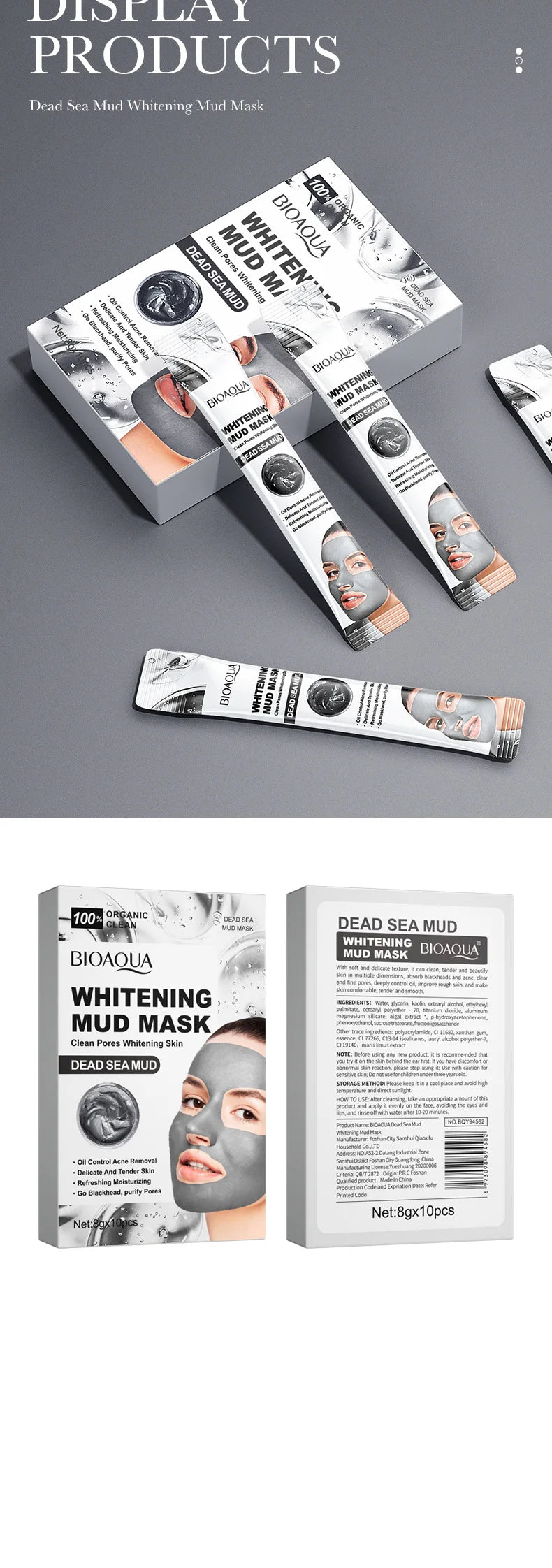 10pcs Dead Sea Mud Whitening Mud Mask Clean Deep Moisturizing Shrink Pores Blackhead Acne Facial Film Korean Skin Care Product