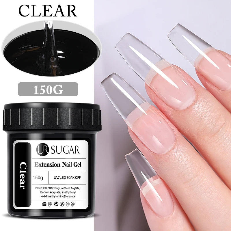 UR SUGAR 150g Jelly Gel Nail Extension Gel Milky White Nude Pink Quick Building UV Nail Hard Gels Self Leveling Construction Gel