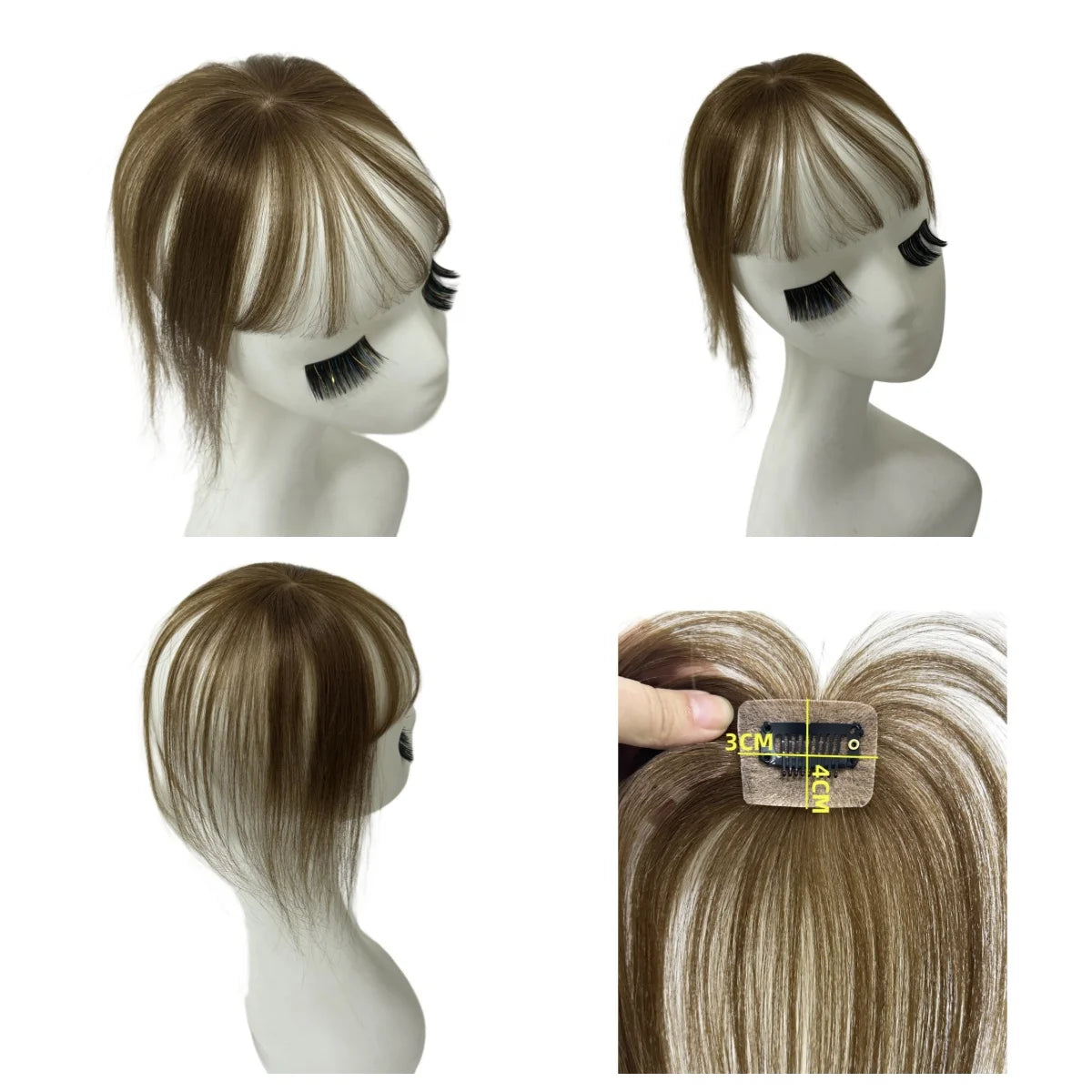 3D Full Coverage Human Hair Bangs Clips in Hairpieces for Women Wispy Bangs Hair Extensions for Thining Hair Daily Wear